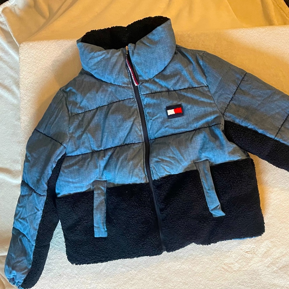 Women's Denim & Sherpa Puffer Jacket
